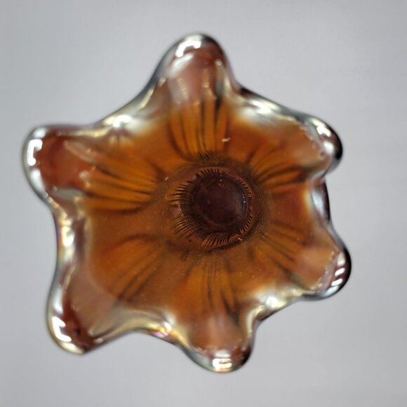 Vtg Fenton Carnival Glass Vase Iridescent Diamond Rib Pattern Art Deco 10.25" - Picture 9 of 11